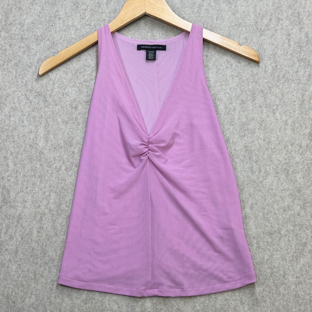 Y2K Mesh Tank Top Womens Small Kenneth Cole Lined Pink Whimsigoth Soft Grunge